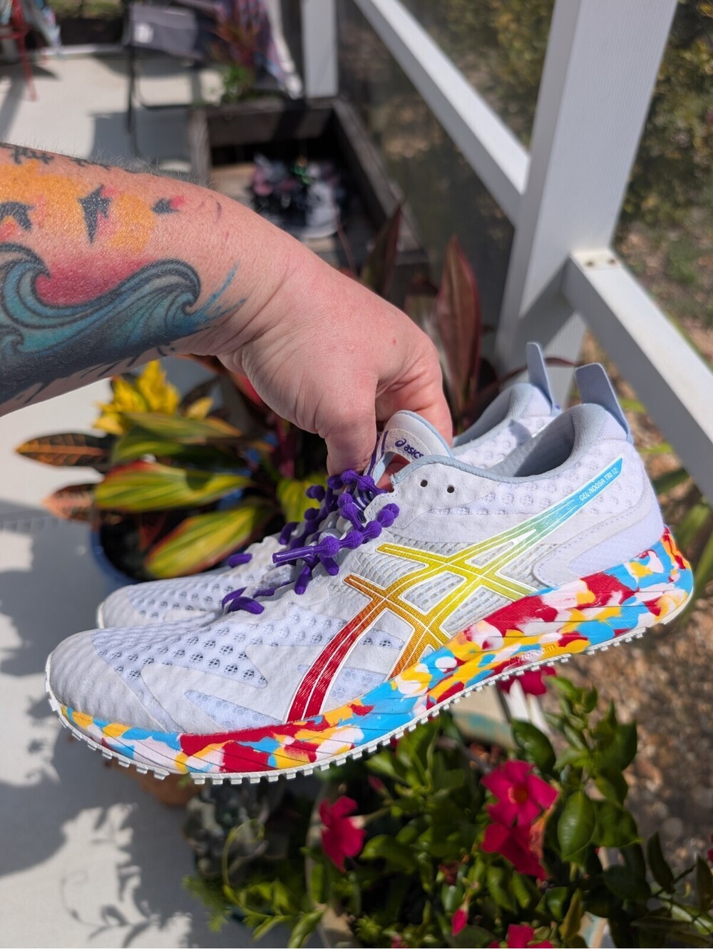Asics White Multicolor Athletic Running Shoes Runs Small.